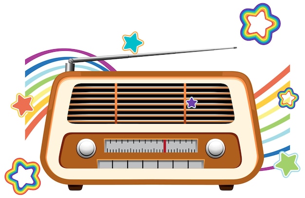 Vettore gratuito cartone animato radio a transistor d'epoca