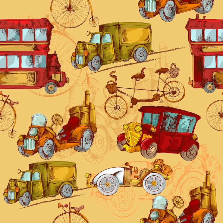 Free Vector vintage transport seamless