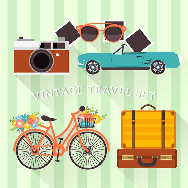 Free vector vintage travel set