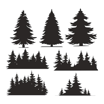 Vintage Trees And Forest Silhouettes Set