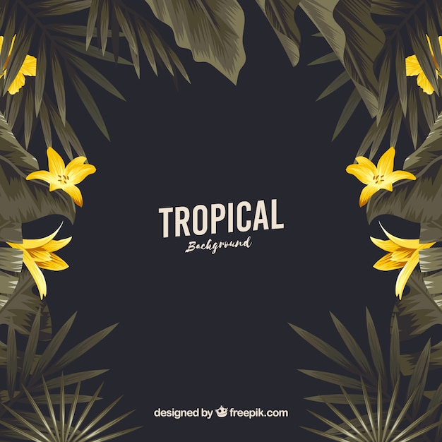 Vintage tropical background with flat design