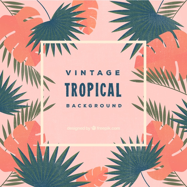 Free vector vintage tropical leaves background