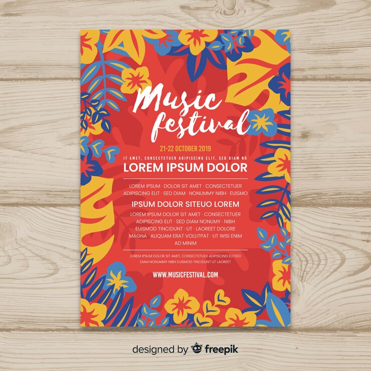 Free Vector vintage tropical music festival poster template
