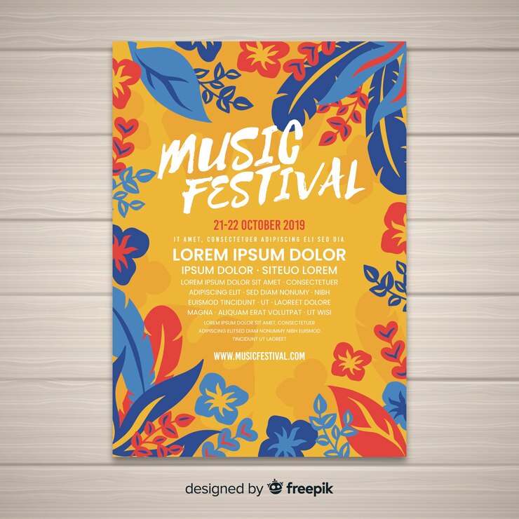 Free Vector vintage tropical music festival poster template