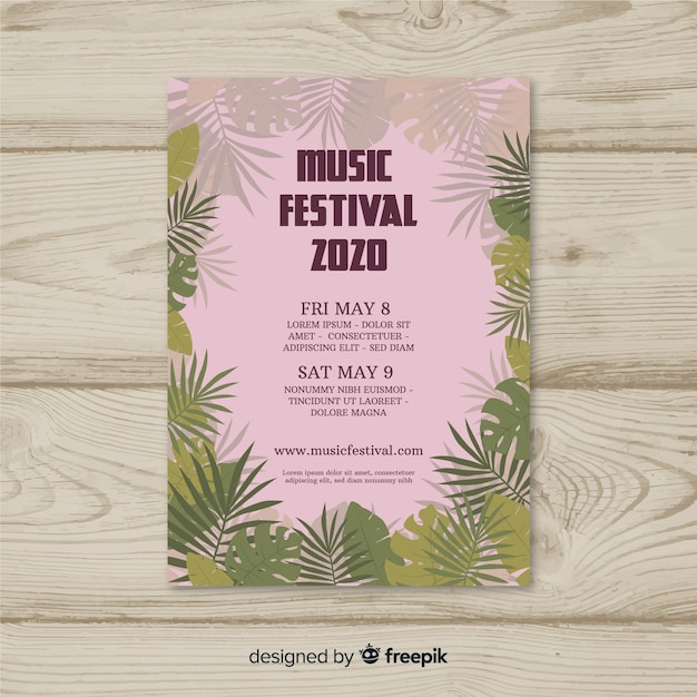 Vintage tropical music festival poster template