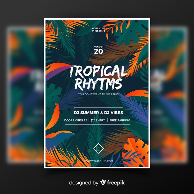 Vintage tropical music festival poster template