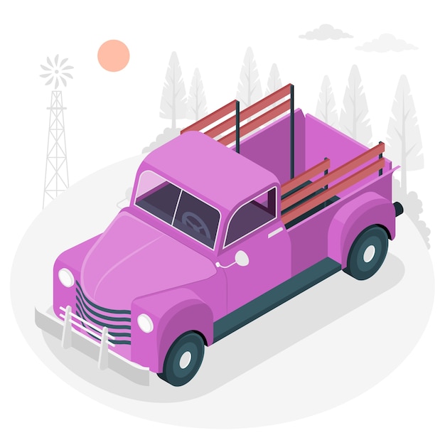 Бесплатное векторное изображение Иллюстрация концепции старинного грузовика