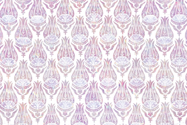 Vintage tulip holographic vector pattern remix from artwork by William Morris