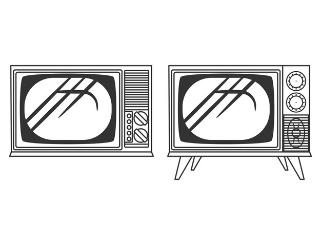 レトロなテレビイラスト プレミアムベクター