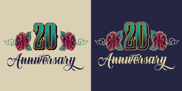 Free vector vintage twentieth anniversary festive emblem