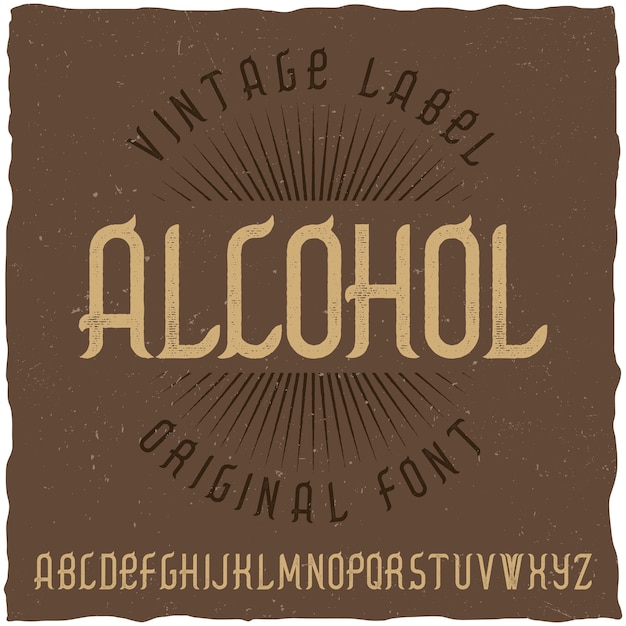 Vettore gratuito carattere tipografico vintage denominato alcol