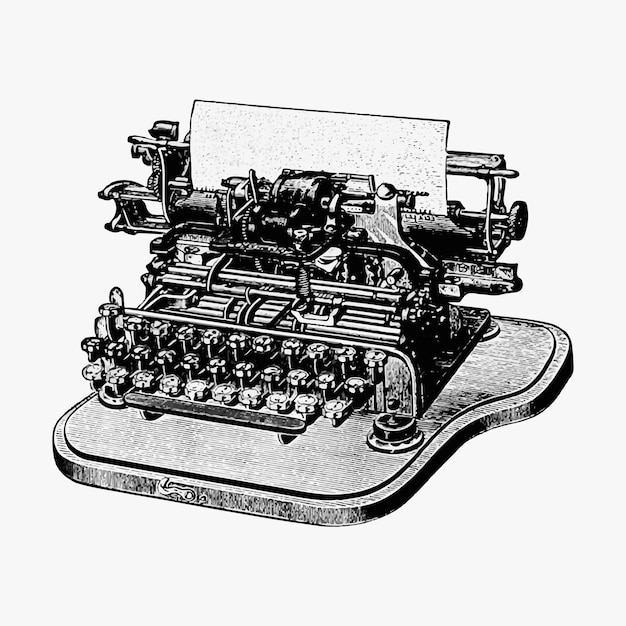Винтаж пишущая машинка иллюстрация