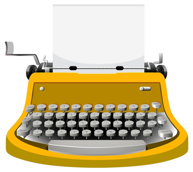 Free Vector vintage typewriter in yellow color