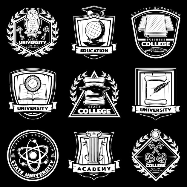 Vintage University And College Labels Set