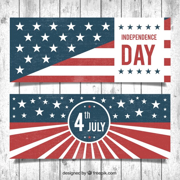 Free Vector vintage usa flag banners set