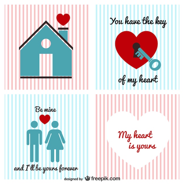 Vintage valentine cards pack