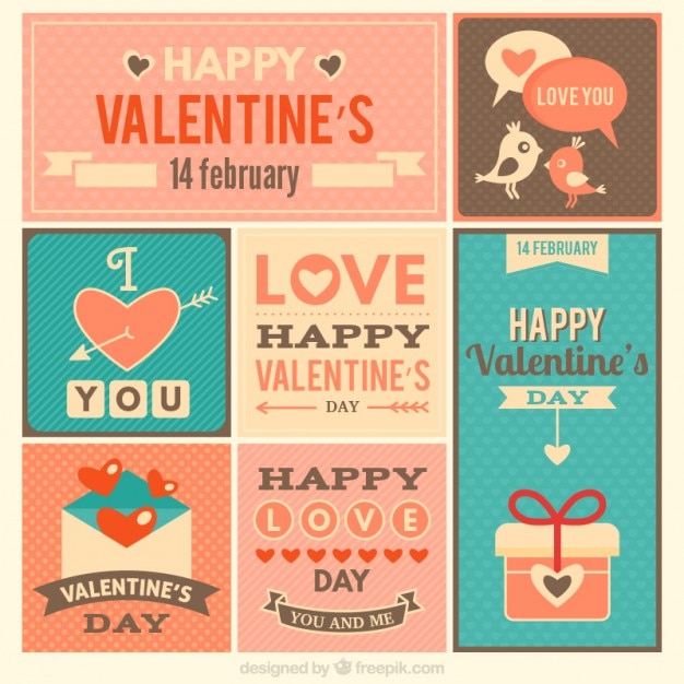 Free Vector  Vintage valentine day cards