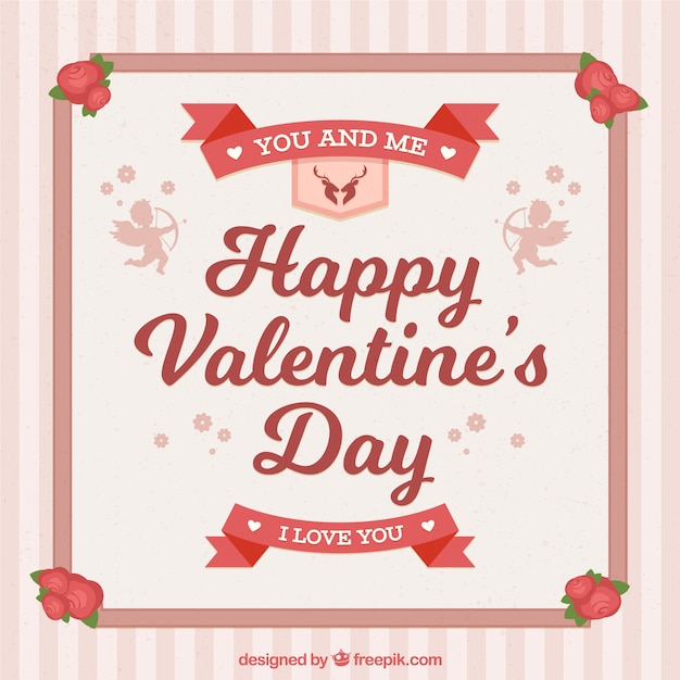 Free vector vintage valentine's day background with frame