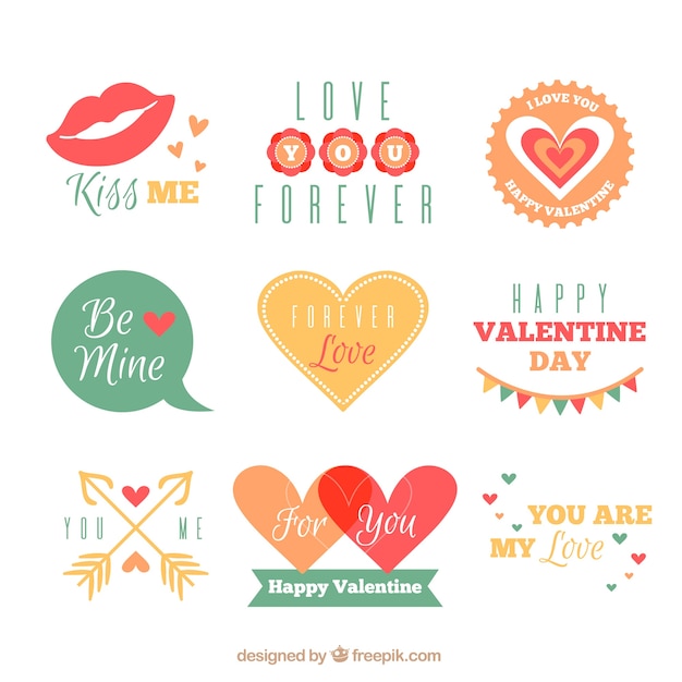 Free vector vintage valentine's day badge collection