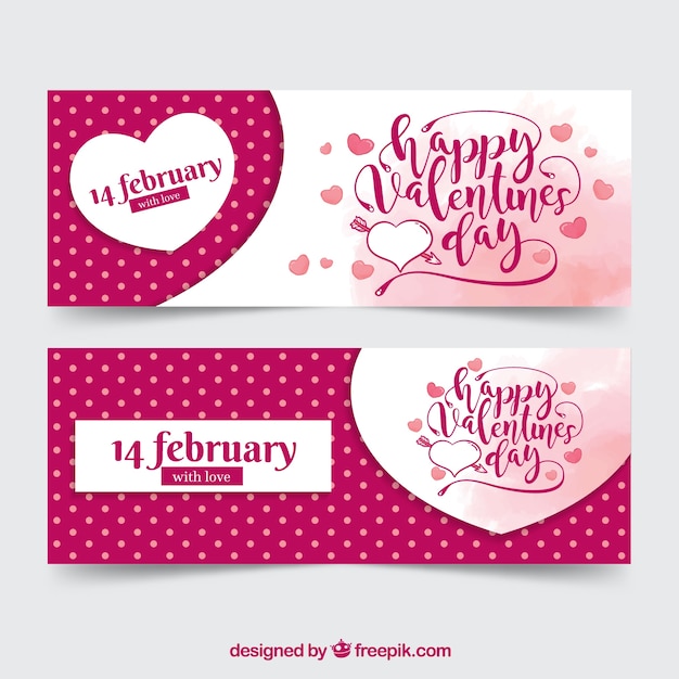 Vintage valentine's day banners