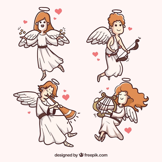 Free Vector vintage valentine's day cupids collection