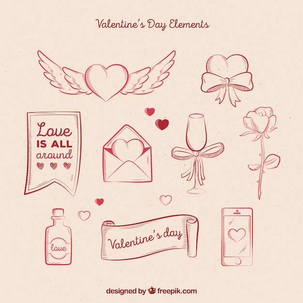 Free vector vintage valentine's day element collection