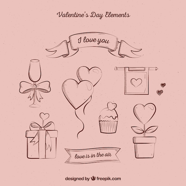 Free vector vintage valentine's day element collection