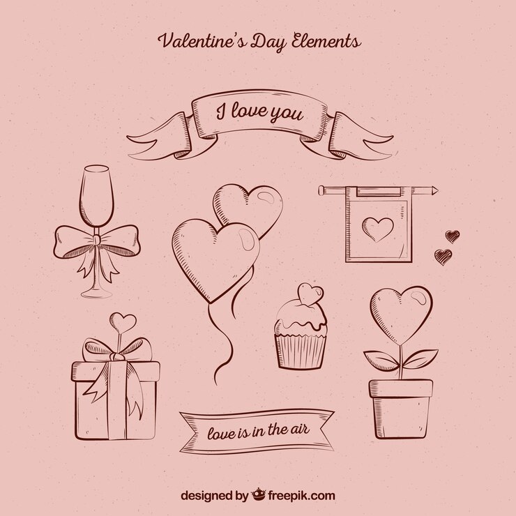 Free Vector vintage valentine's day element collection