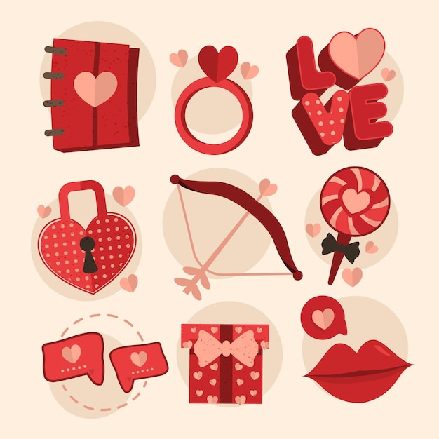 Free vector vintage valentine's day element collection