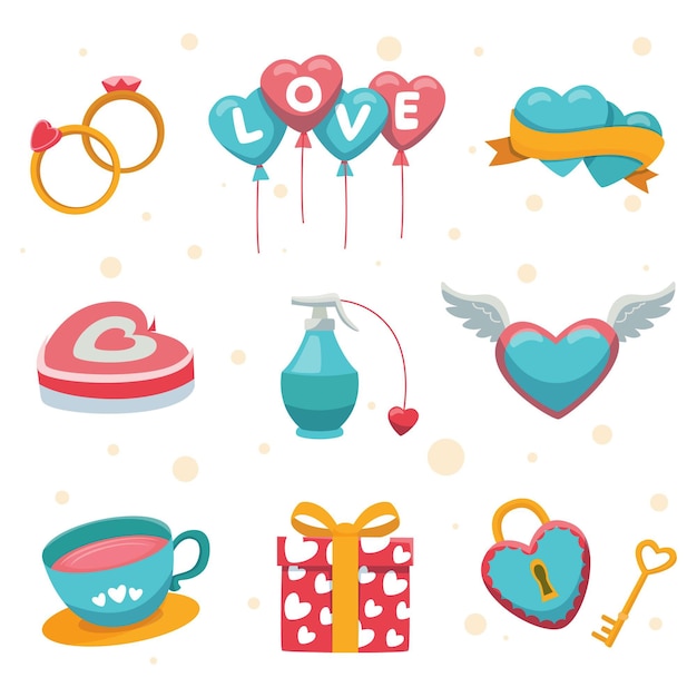 Free vector vintage valentine's day element collection