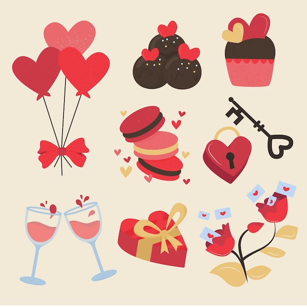 Free vector vintage valentine's day element collection