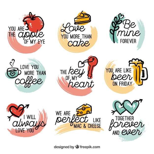 Free vector vintage valentine's day label/badge collection