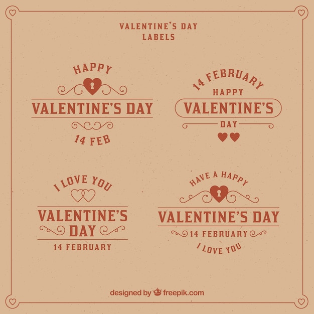 Free vector vintage valentine's day label/badge collection