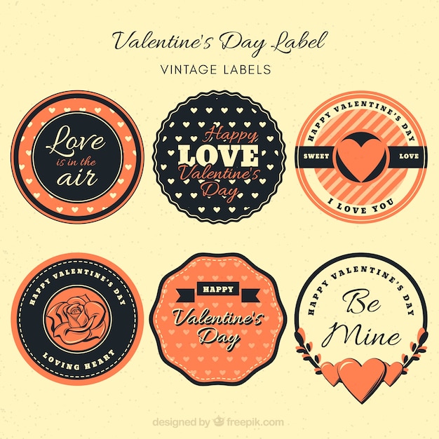 Free vector vintage valentine's day label/badge collection