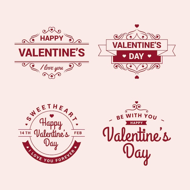 Free vector vintage valentine's day label collection