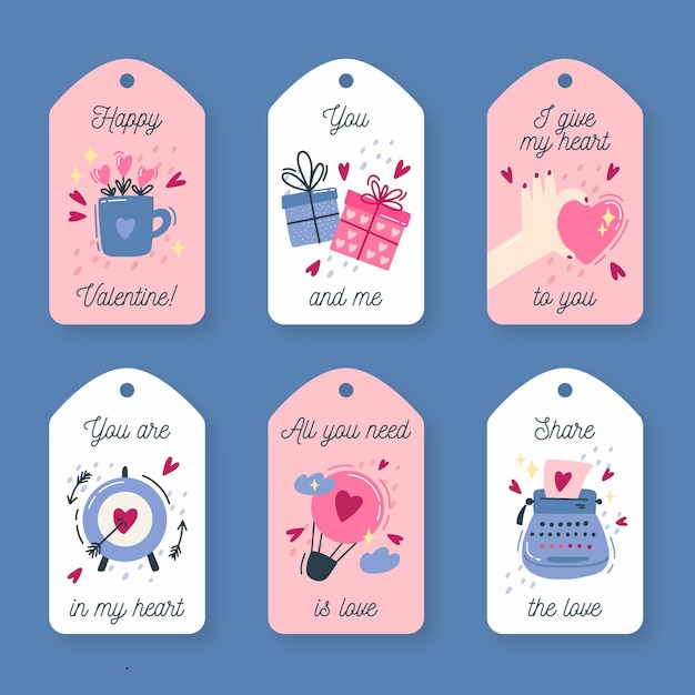 Free vector vintage valentine's day labels pack