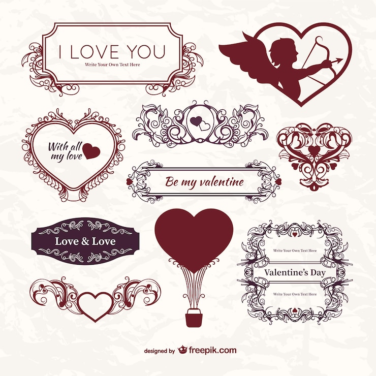 Free Vector vintage valentine's day labels