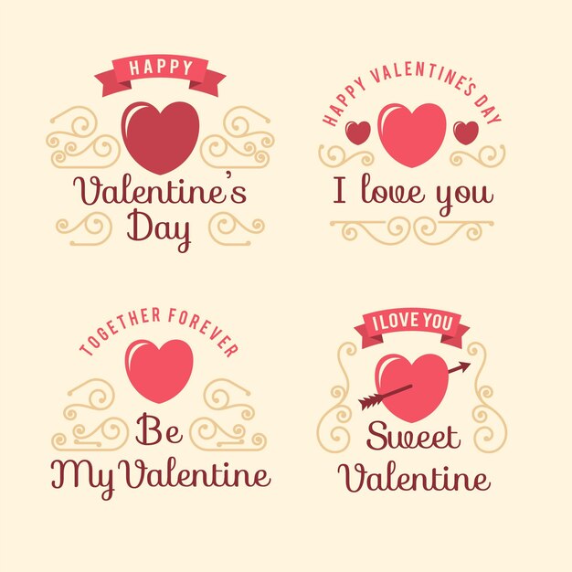 Free vector vintage valentine's day labels