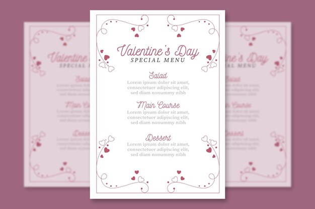 Vintage valentine's day menu template