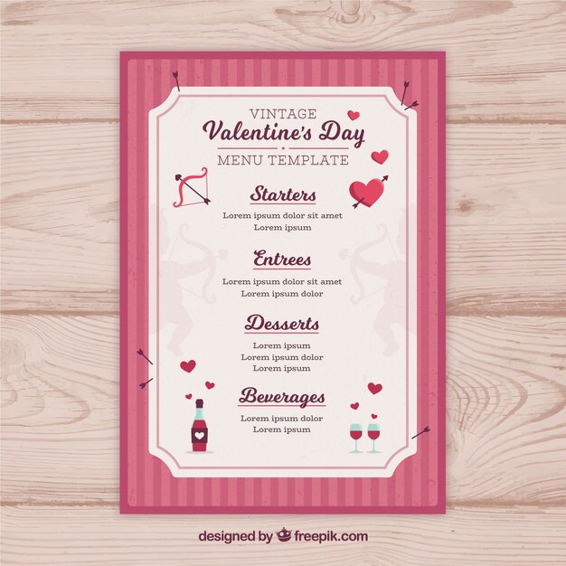 vintage valentine's day menu 