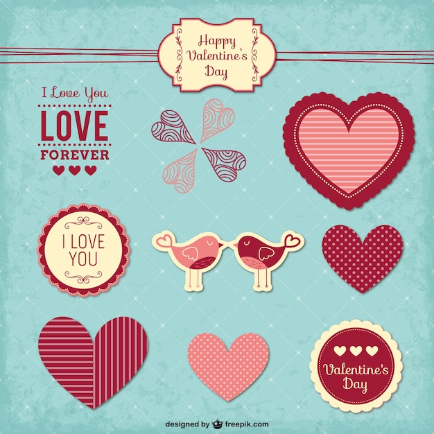 Free vector vintage valentine's stickers