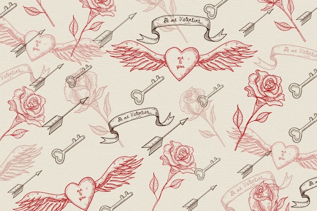 Free vector vintage valentines day background