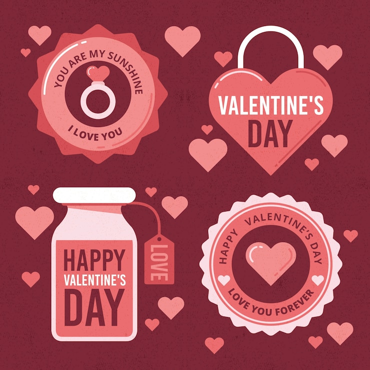 Free Vector vintage valentines day badge collection
