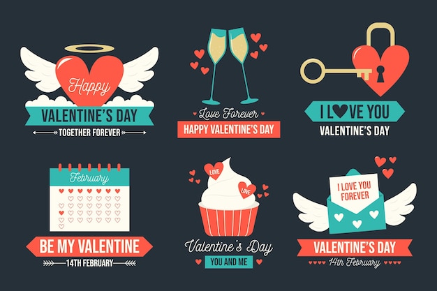 Free vector vintage valentines day badge collection