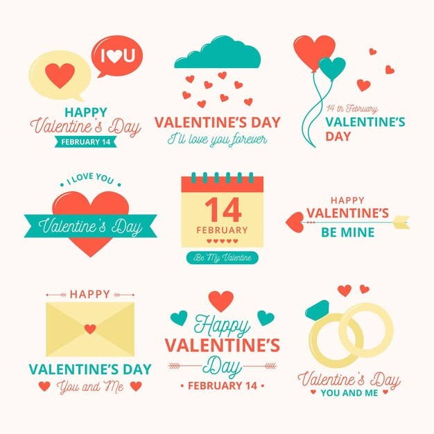 Free Vector vintage valentines day badge collection