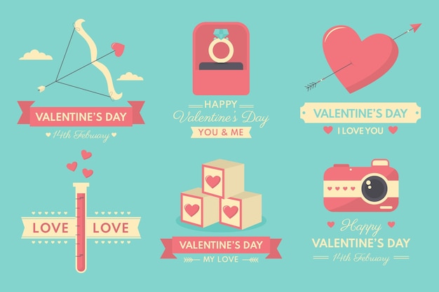 Vintage valentines day badge collection