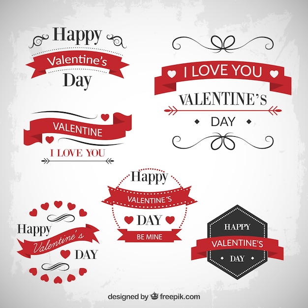 Vettore gratuito vintage valentines distintivi giorno