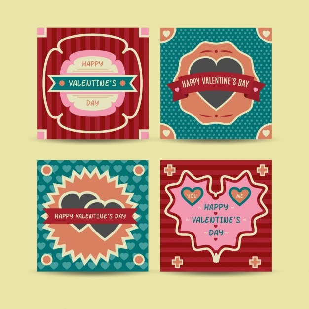 Free vector vintage valentines day cards collection