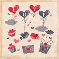 Free vector vintage valentines day element collection