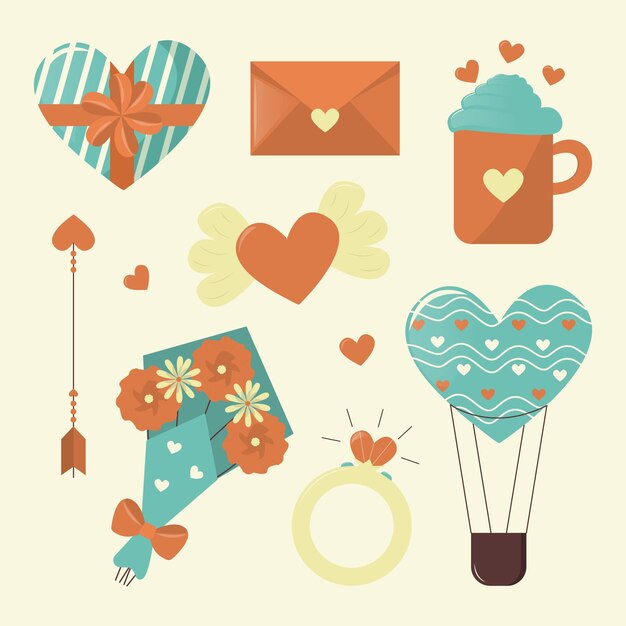 Free vector vintage valentines day element collection